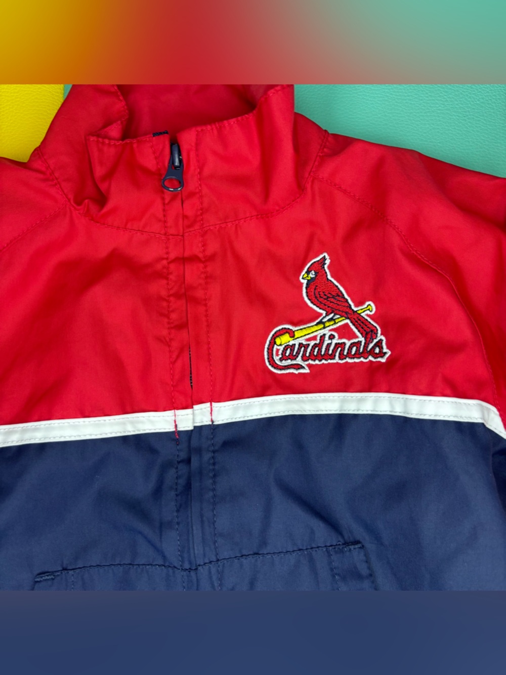 St. Louis Majestic Cardinals Windbreaker Vintage Jacket Size 6/9 Months - Picture 2 of 6